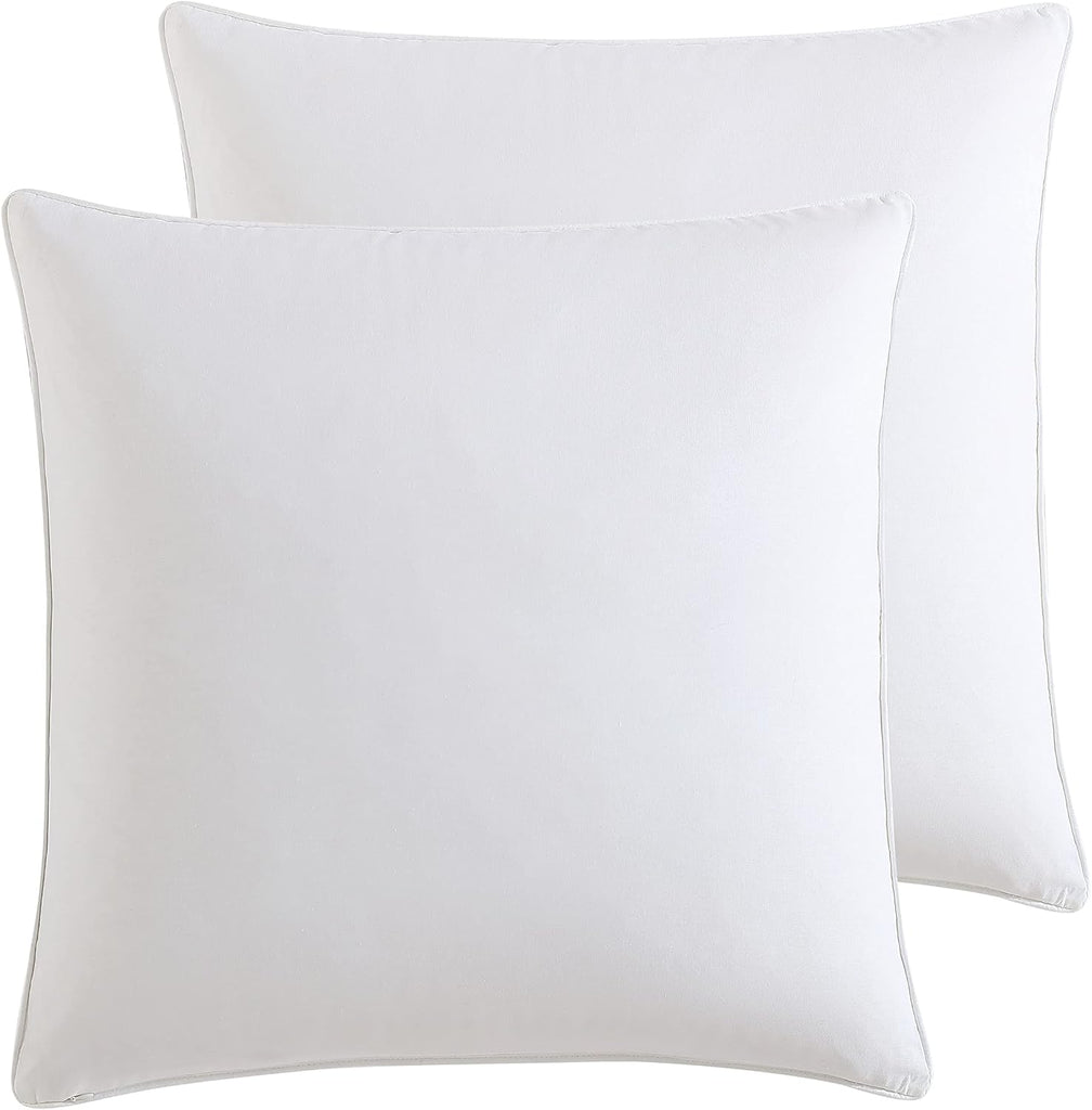 Euro Sham Covers, Soft Cotton Decorative Pillow Covers with Zipper Closure, 26x26, Room Decor with Embroidered Vine