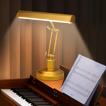 Vintage Piano Lamp for Upright Pianos, Retro Gold Piano Light with Touch Control & 3 Color Temperature & Stepless