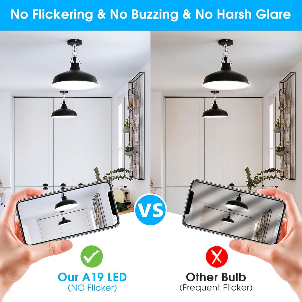 A19 LED Light Bulbs, 60 Watt Equivalent LED Bulb, Daylight White 5000K, 850 Lumen, E26 Base, Non-Dimmable, 9W Bright (4-Pack)