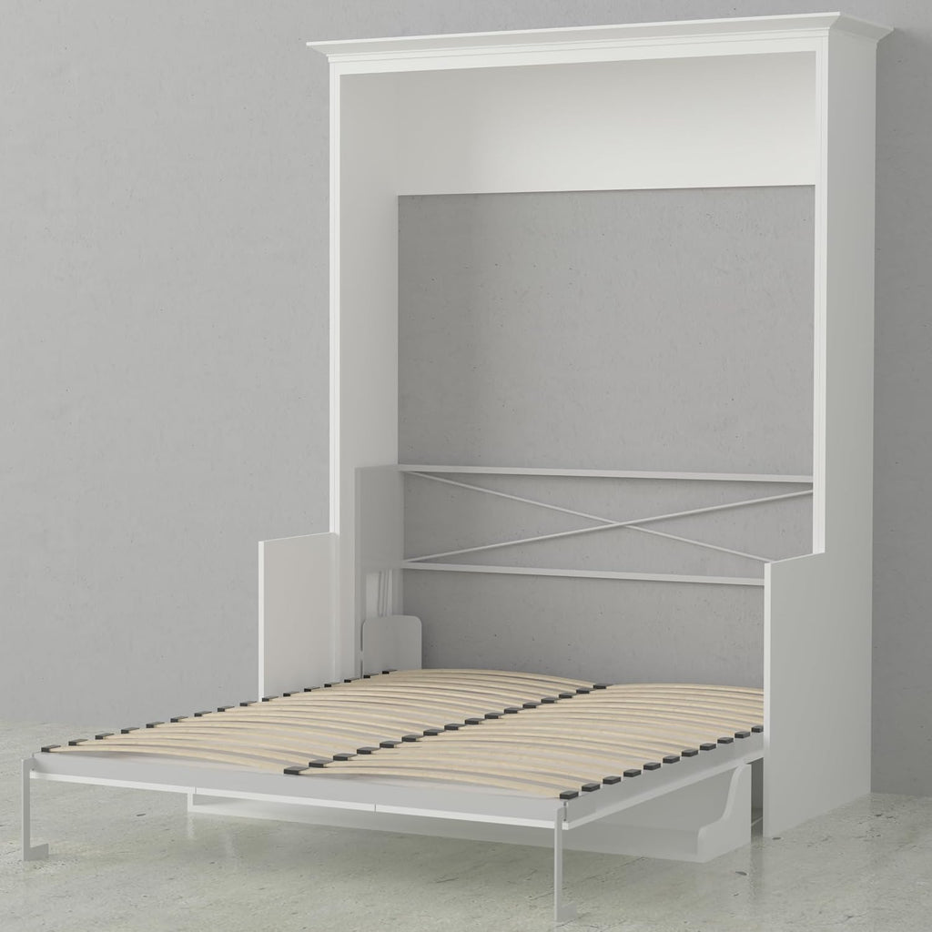 Queen Murphy Bed with Desk | Engineered and Solid Wood Construction | Smooth Painted Finish - No Melamine Used