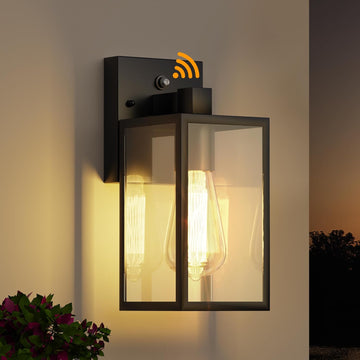 Dusk to Dawn Outdoor Lighting Fixtures, Exterior Front Porch Light, Black Sensor Wall Sconce Lamp