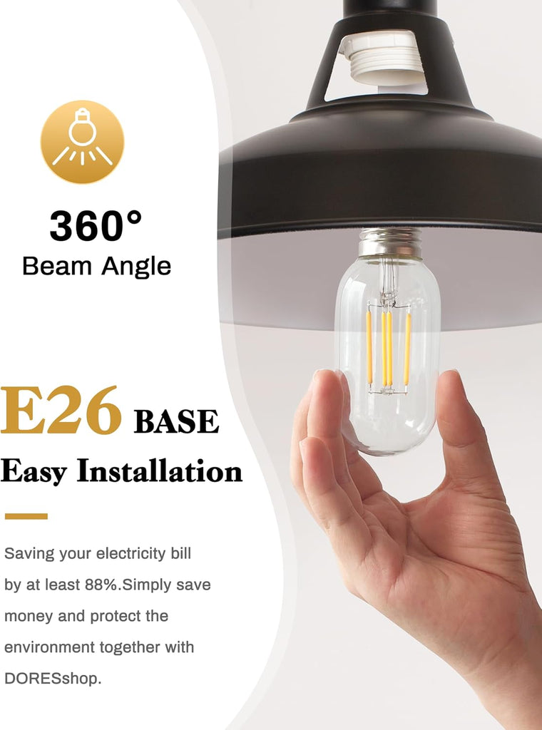 4 Pack LED Edison Bulbs, 4W Edison Light Bulbs, Antique LED Filament Bulbs 40W Equivalent, E26 Base, T45 LED Bulb