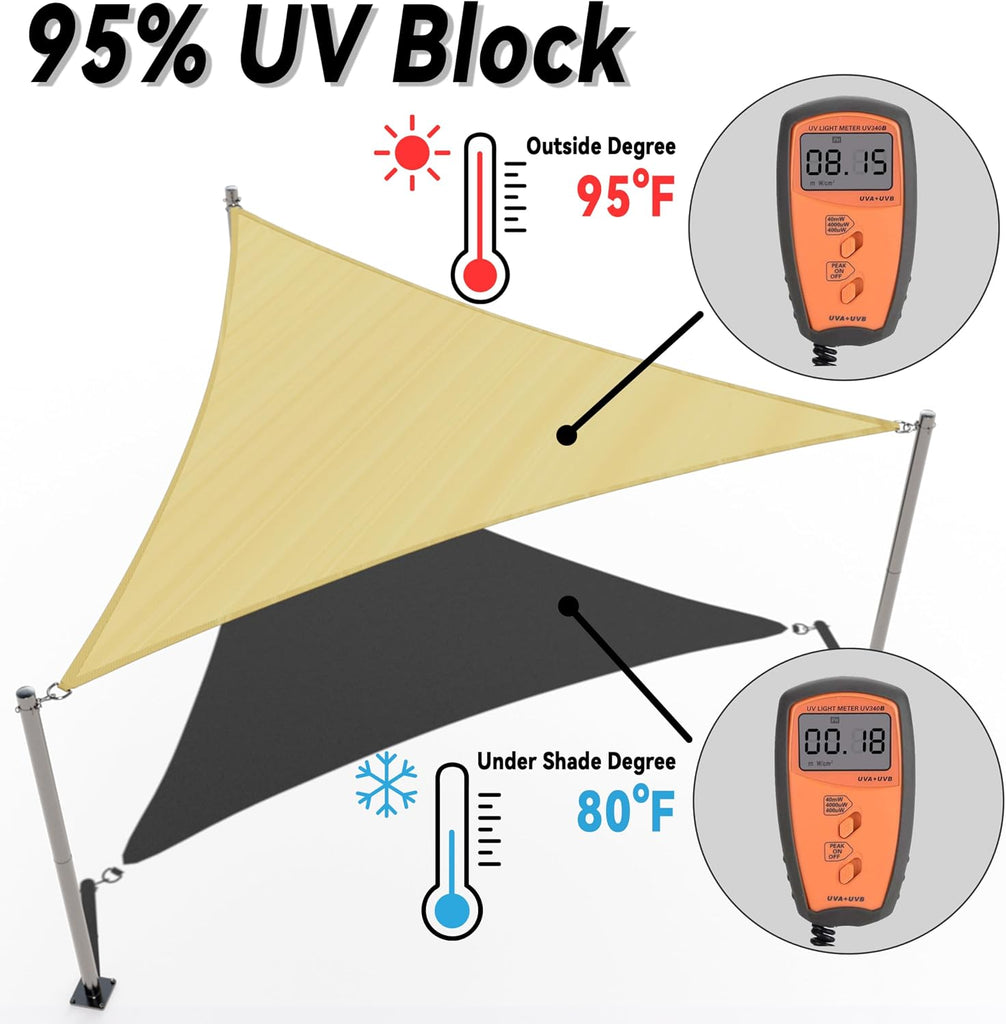 Custom Triangle Sun Shade Sail UPF50 Canopy UV Block Rectangle - Commercial Standard Heavy Duty - 190 GSM - 3 Years