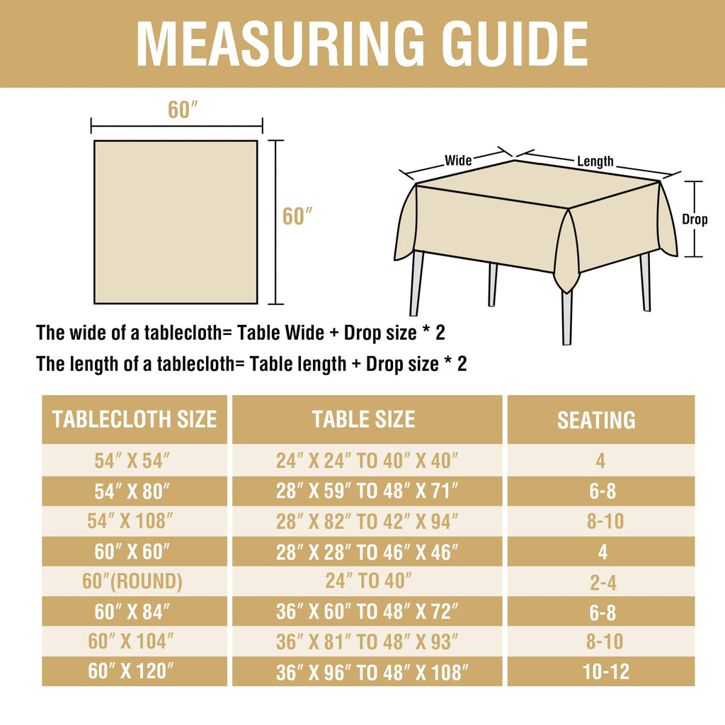 Linen Table Cloths Square 60 x 60 Inch Premium Tablecloth Spill-Proof Waterproof Table Cover for Dining Buffet