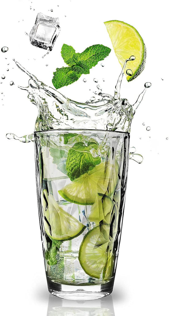 16oz Plastic Tumblers Drinking Glasses Set of 4, Clear Acrylic Drinking Cups Wine Glasses Beverage Cups for Daily