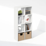 PELLI Book Shelf, 8-Cube Bookshelf, Horizontal Cube Storage Organizer Bookcase, 11.7 x 23.7 x 47, White
