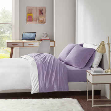 Cotton Blend Jersey Knit Sheet Set Full Size, Purple