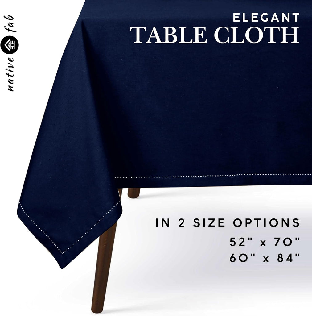 Tablecloth 60x84 Inches - 100% Cotton, Durable, Wrinkle-Free, Machine Washable Table Cover, Banquets