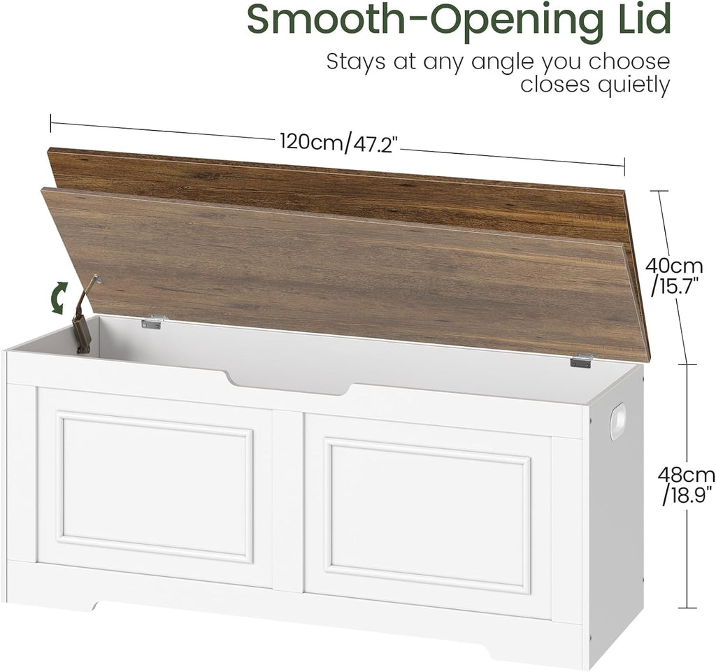 Storage Bench, 47.2" Large Capacity Toy Chest, Farmhouse Storage Trunk with Soft Close Hinge, Wooden Storage Box