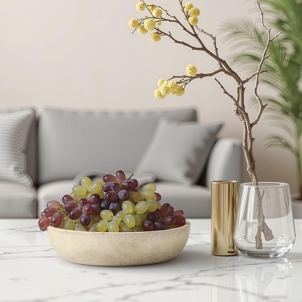 Marble Bowl Decorative, 7.8'' Entryway Travertine Bowl For Keys Fruit Candy Jewelry, Natural Stone Bowls for Entry