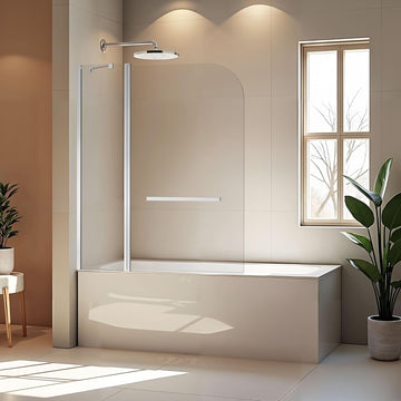 48" W x 58" H Bathtub Shower Door, Frameless Glass Shower Door with 1/4" (6mm) Clear Tempered Glass