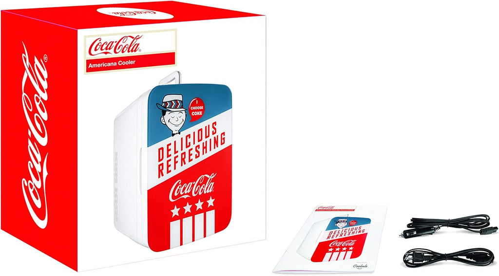Retro Mini Fridge for Bedroom - Car, Office Desk & College Dorm Room - 10L/12 Can Small Refrigerator - AC/DC 12V