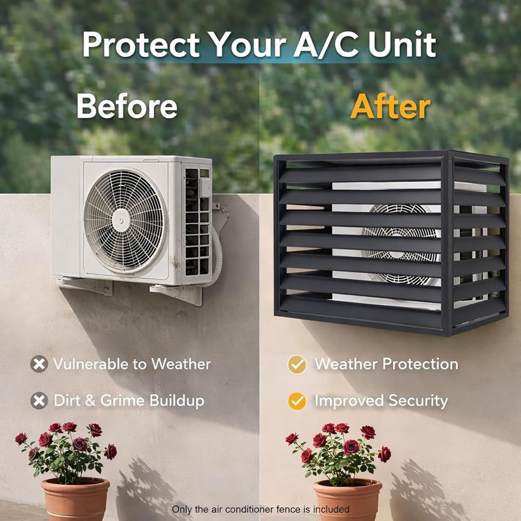 Aluminum Alloy Air Conditioner Privacy Fence, Freestanding Outdoor AC Screen Cover, Weatherproof Rust-Proof