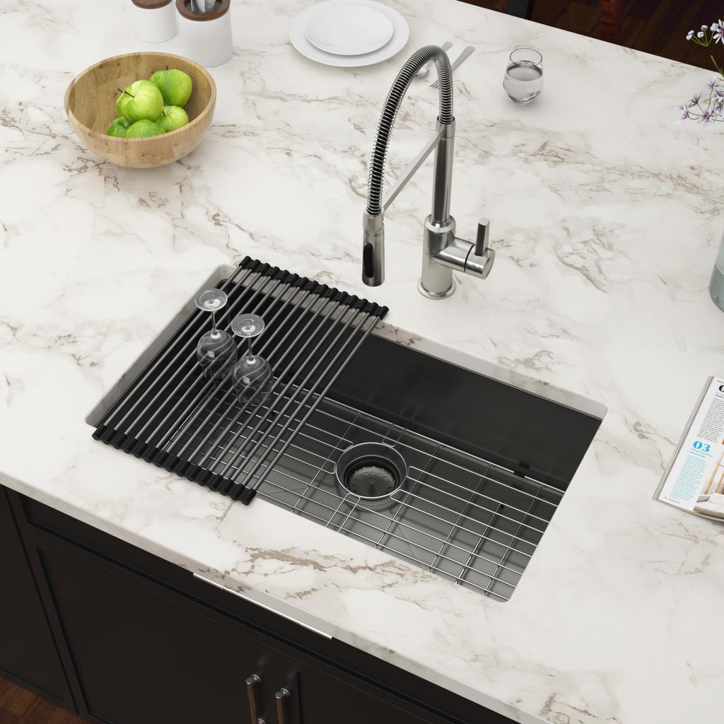 30 Inch Black Undermount 16 Gauge Stainless Steel
