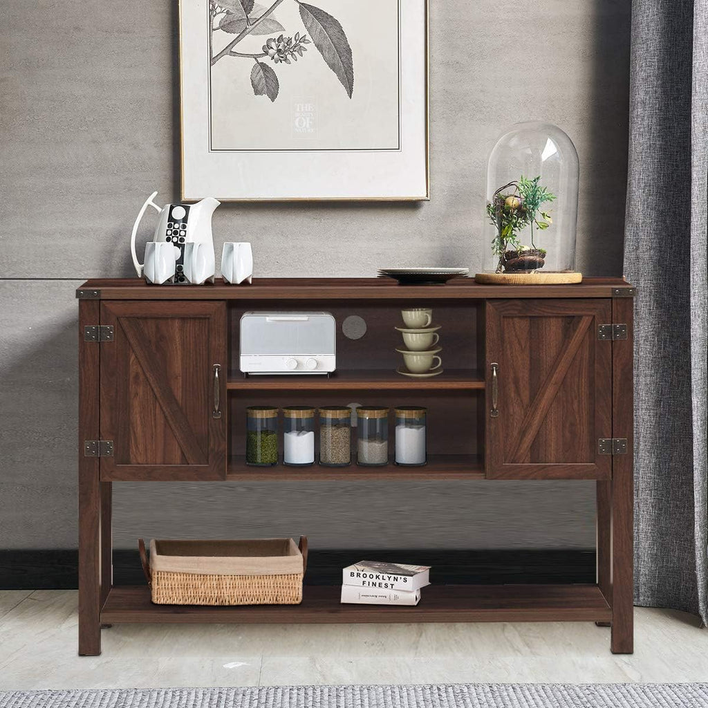 Console Table Buffet Table, Modern Sideboard with Storage Cabinets and Bottom Shelf