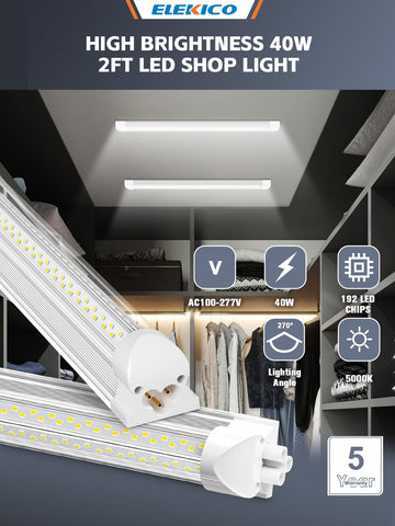 Led Shop Light, Super Bright 40W 5600lm 5000k Shop Light are 5 Times Brighter Than Cabinet Lights, Linkable 2ft Led