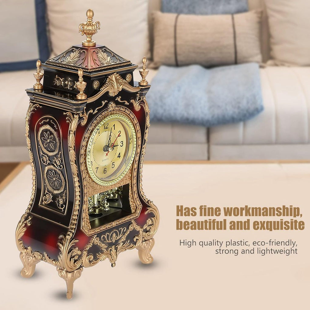 Yctze Vintage Table Clock, Decorative Plastic Alarm Clock for Home Hotel, Large Carriage Clock Ideal for Mantelpiece, Living Room, Table...