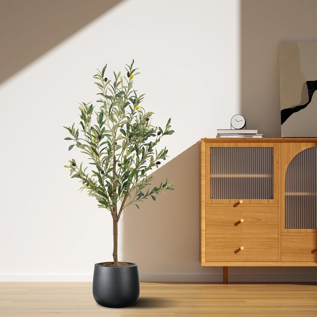 Artificial Fake Olive Tree 4FT Tall 1Pack Faux Silk Olive Tree Living Room Office Decor Faux Artificial Plants Indoor