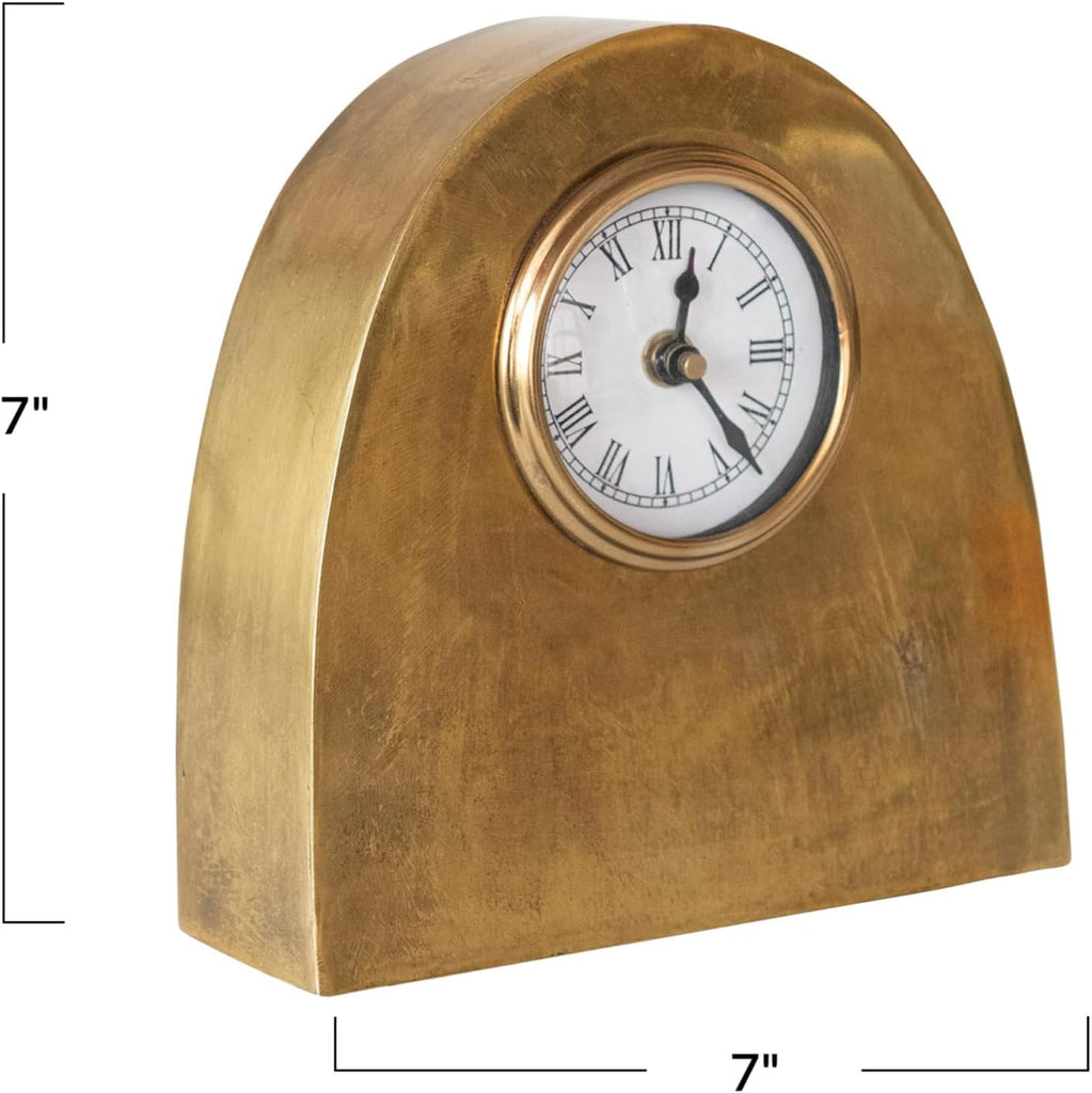 Creative Co-Op Metal Mantel Clock for Display, Antique Gold