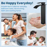 Vessel Sink Faucet, Tall Waterfall Bathroom Faucet, Single Handle One Hole Mixer Bowl Tap with Large Rectangular Spout