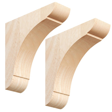 2 Pcs Wood Corbel Wooden Shelf Bracket, 6 x 6 x 1.75 Inches