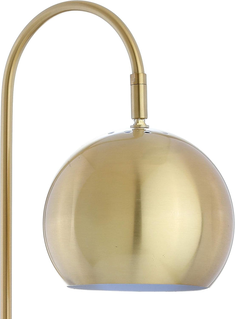23.5" Brass Gold and White Stephen Metal and Marble LED Table Lamp, Modern Arched Task Lamp Bedroom Office