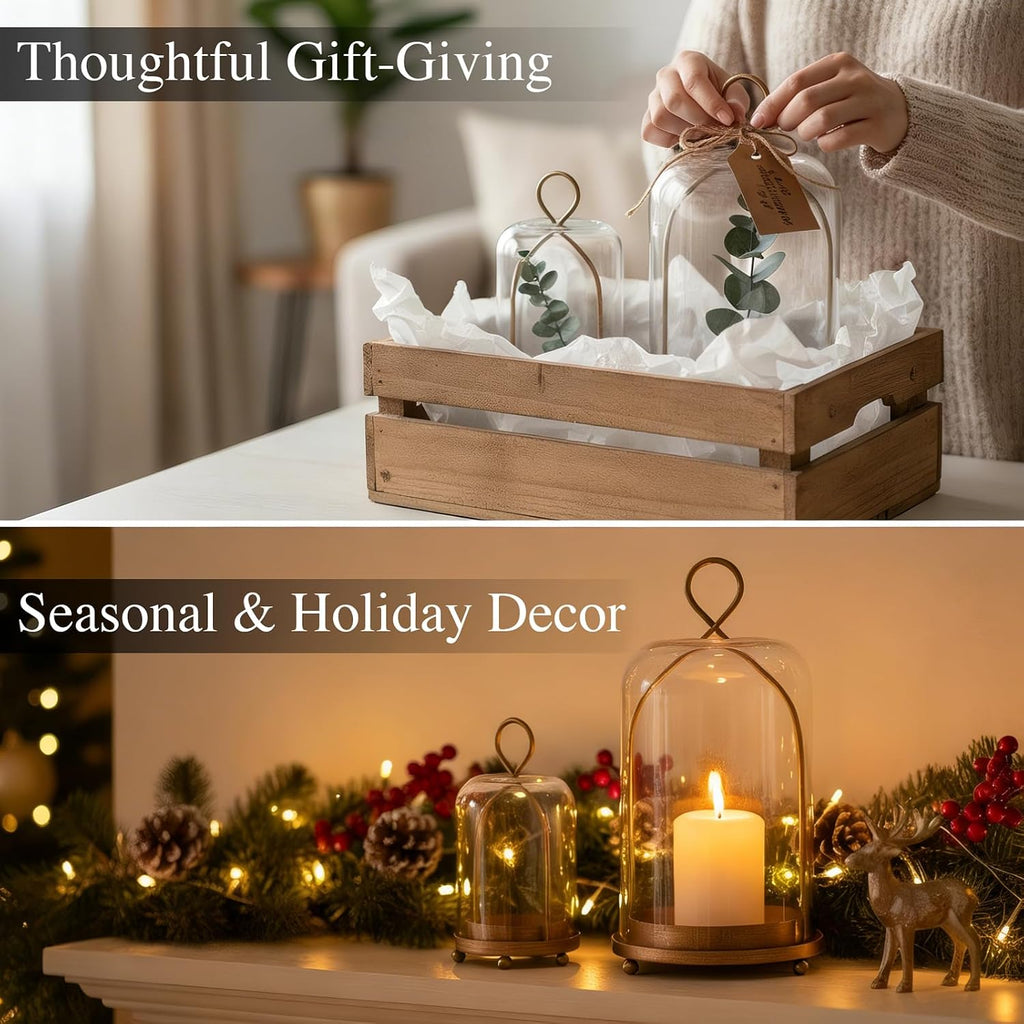 Hurricane Glass Candle Holders, Modern Farmhouse Coffee Table Decorations, Candle Holders for Pillar Candles Set of