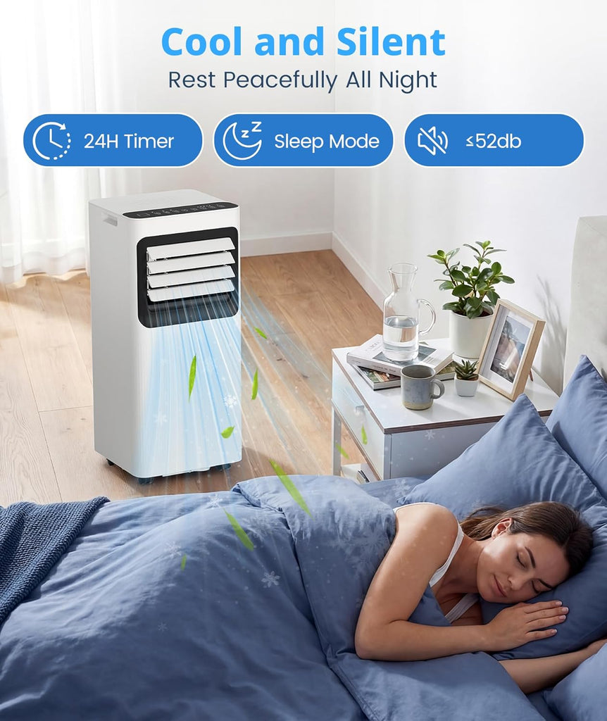 10000 BTU Portable Air Conditioner, 4-in-1 Cools 450 Sq.Ft, Quiet AC with Fan & Dehumidifier, LED Display, Remote
