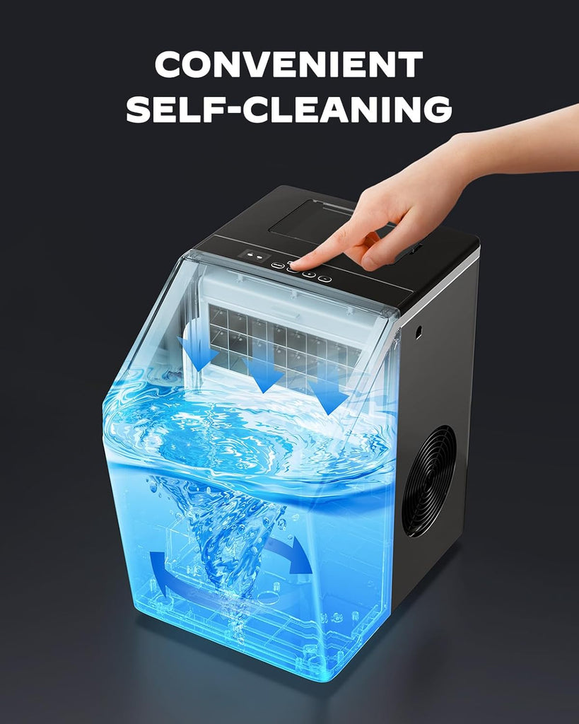 Ice Makers Countertop, 44lbs Per Day, 2 Ways to Add Water, Auto Self-Cleaning, Stainless Steel Ice Machine Bar Party