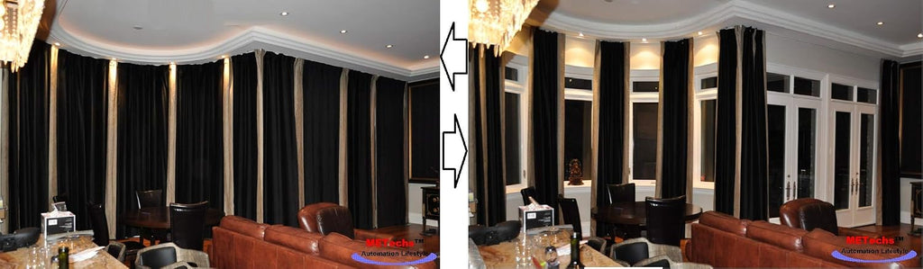 Custom Size Flexible Bendable Curved Electric Motorized Traverse Remote Controlled Drapery Track for Corner or Bay
