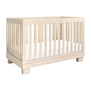 Modo 3-in-1 Convertible Baby Crib, Washed Natural | GREENGUARD Gold Certified, Wooden Crib Convertible to Toddler Bed