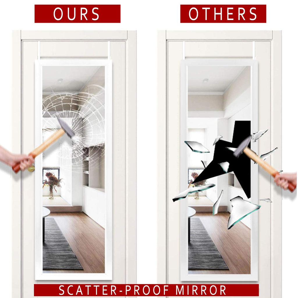 Over The Door Mirror Wall Mirror Dressing Make Up Full Length Hanging Door Mirror Polystyrene Frame and More(White