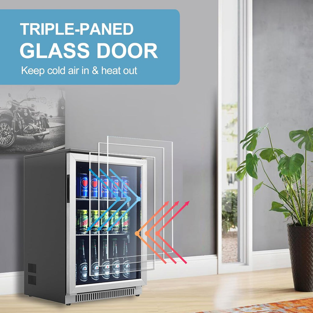 20 Inch Built in Beverage Fridge with Glass Door