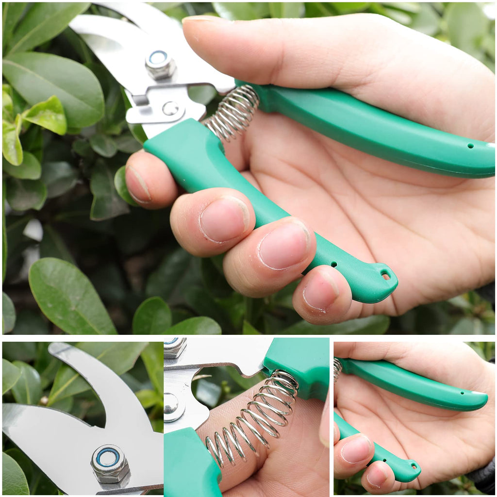11 Pcs Garden Tools Set with Gloves, Heavy Duty Trowel Rake Weeder Pruner Shears Sprayer with Ergonomic Handle