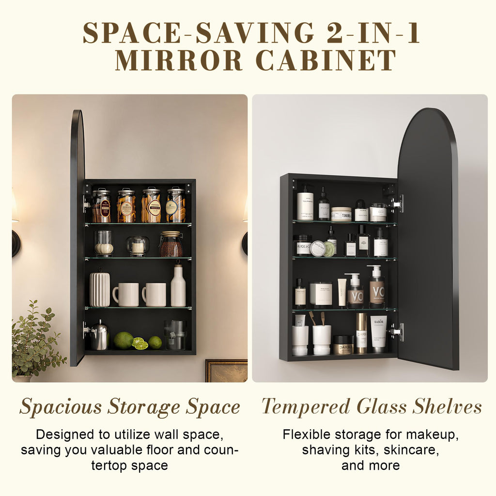 Mirrored Medicine Cabinets, Arched Mirror with Storage