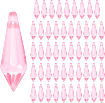 50-Pack Crystal Icicle Prisms, 34mm/1.34 Inch Chandelier Pendant Maker Hanging Crystals Chandelier Prisms for