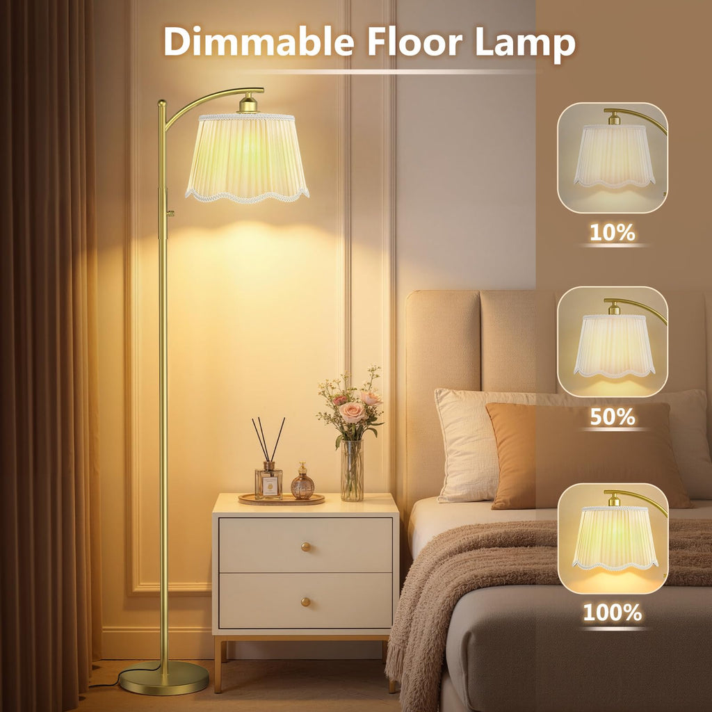 Thickened Gauze Shade Dimmable Arc Floor Lamps