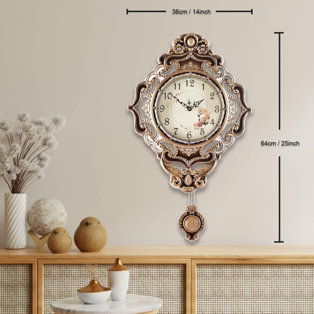 Snail Retro Wall Clock with Pendulum, European Victoria Mid Century Style