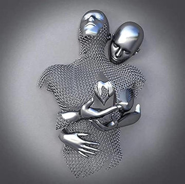 3D Wall Art Decor Artwork Figure Statue Modern Art Canvas Painting,Large Wall Art Bedroom Decoration (Hold Gray Heart)