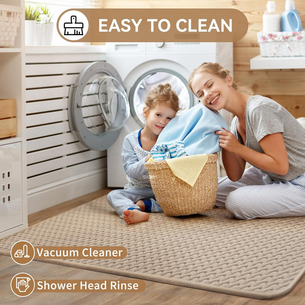 Bathroom Runner Non Slip, Foam Weave Texture Bath Mat, Brown 16x47 | Quick Dry, Rubber Backing, Super Absorbent