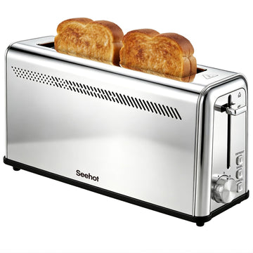 Slim Long Slot Toaster, 2 Slice Wide Slot Stainless Steel