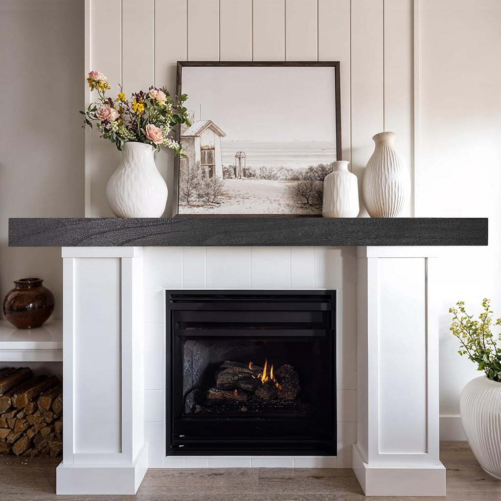Shelf, 72×8×3 Inch Wooden Floating Shelf for Over Fireplace, Handcrafted Wood Mantels, Wall-Mounted Mantel Shelves