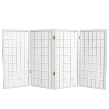 3 ft. Short Window Pane Shoji Screen - White - 4 Panels