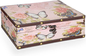 Butterfly Treasure Chest Box, Vintage Wooden Decorative Box