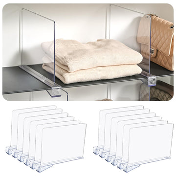 Shelf Dividers for Closet Organization,Clear Plastic Closet Shelf Dividers,Upgrade Height for Vertical Space,Shelf