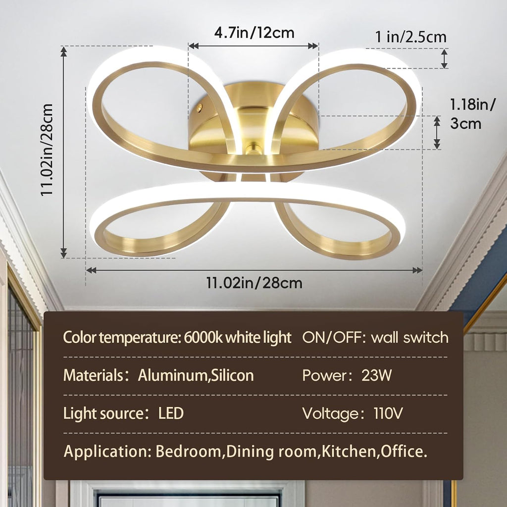 Modern LED Ceiling Light, 6000K Semi Flush Mount Ceiling Light Fixture, Modern Ceiling Lights Bedroom Corridor Aisle