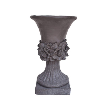 Noble House Calliope Outdoor Roman Chalice Garden Urn Planter in Antique Gray