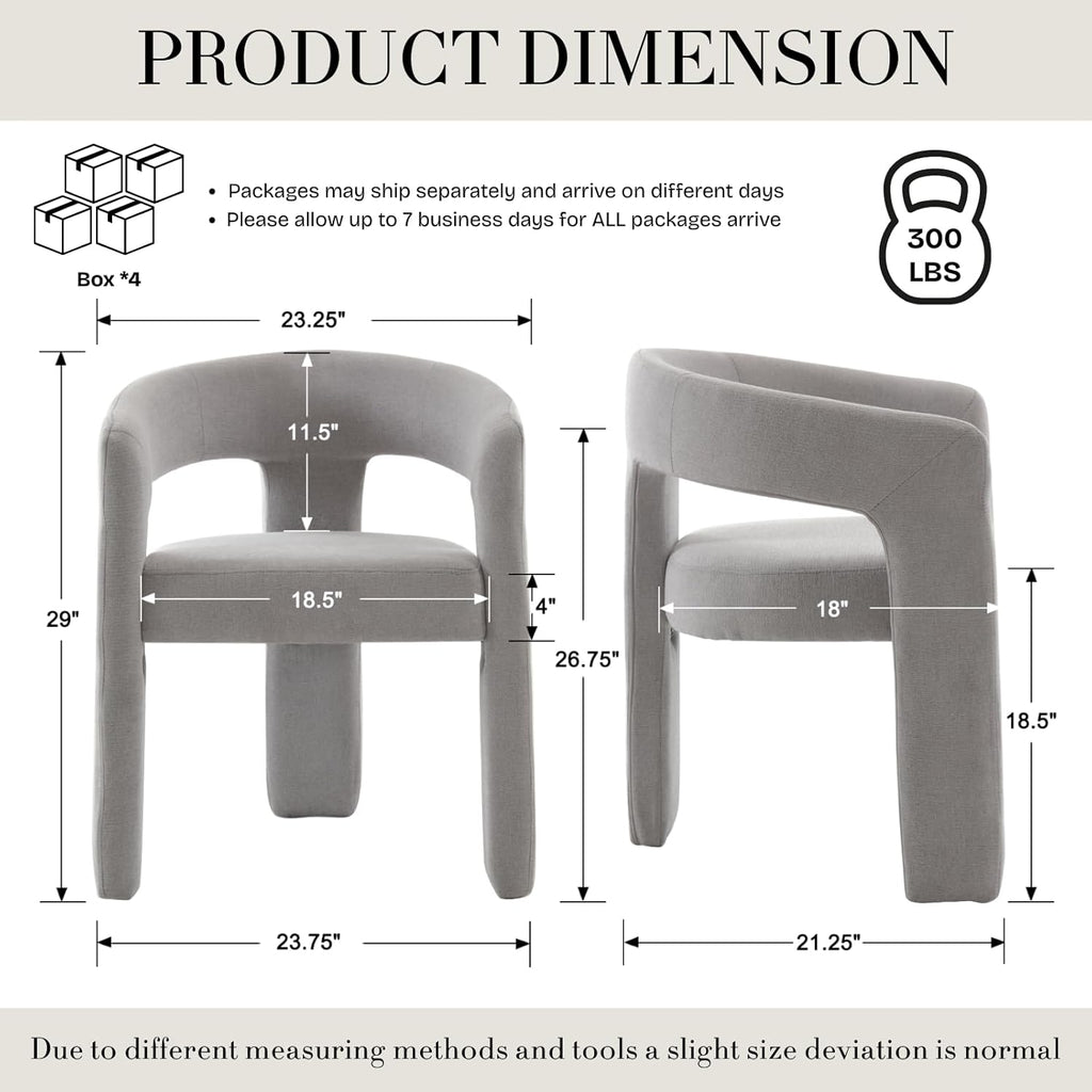 Modern Chenille Dining Chairs Set of 4, Upholstered Barrel Chairs with Arms Comfy Accent Side Chairs for Living