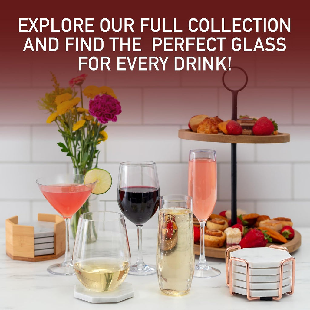 Unbreakable Tritan Wine Glasses, 20 oz (Set of 8) - Shatterproof, Crystal-Clear, BPA-Free Plastic Tumblers - Indoor &