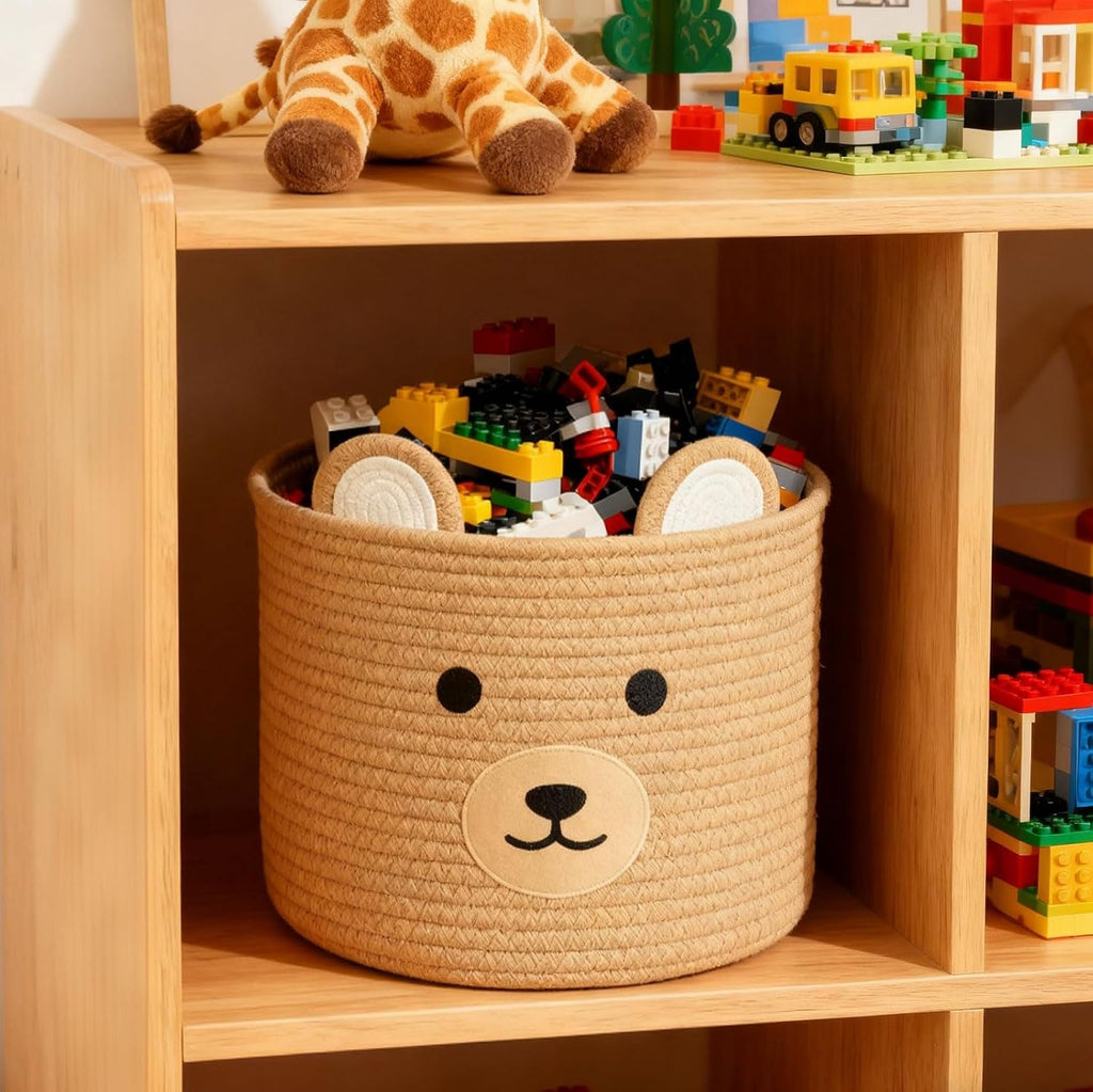 Bear Laundry Baskets Laundry Hamper Storage Baskets with Handles,Decorative Basket ,Woven Storage Basket for Toys Bin